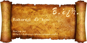 Bakonyi Ákos névjegykártya